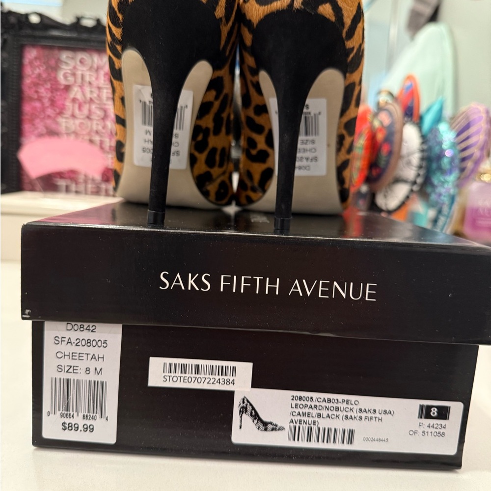 Saks Fifth Avenue Brown and Black Heels Stiletto Pumps - Picture 7 of 9
